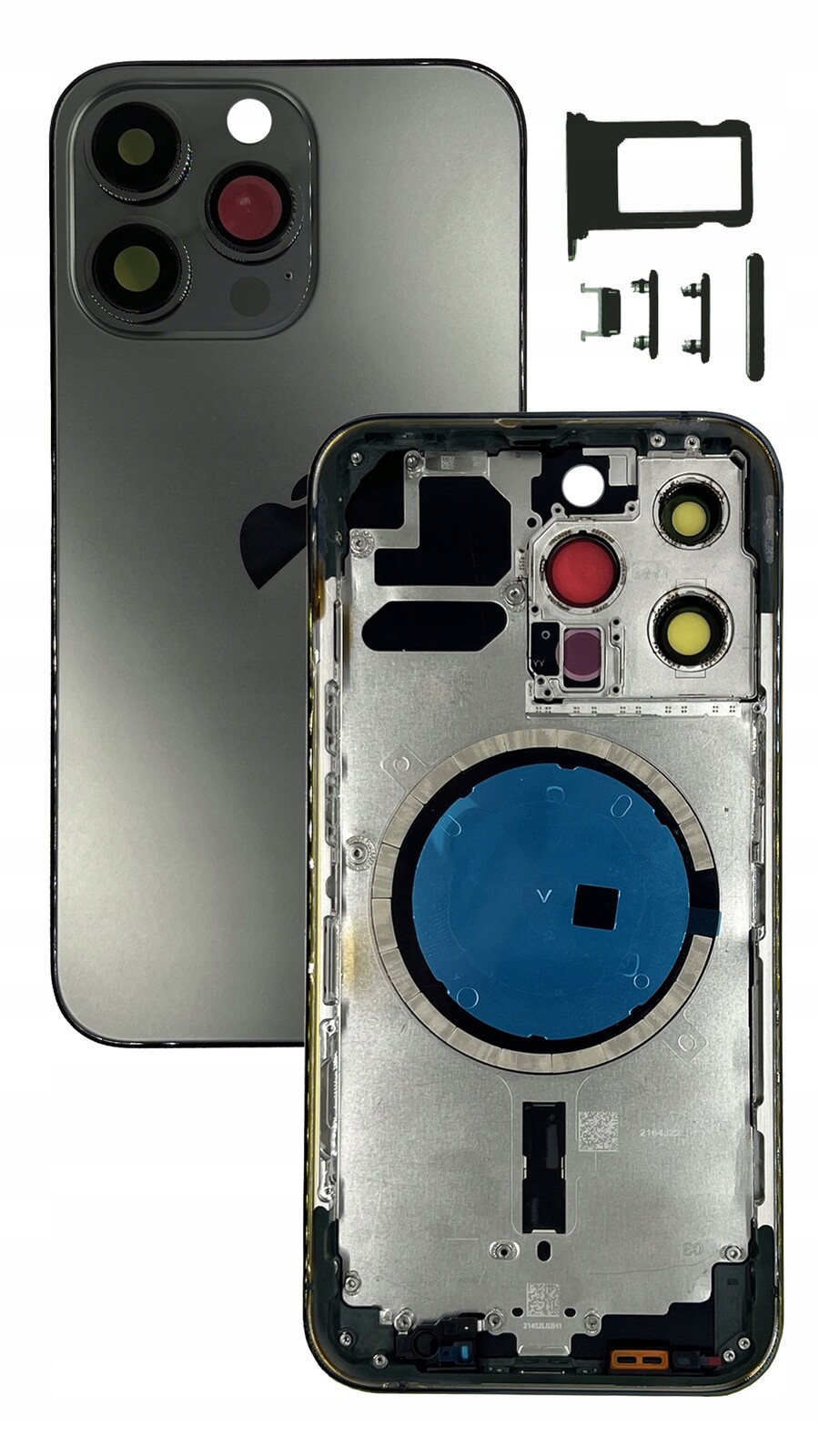 Kompletní Grafitové pouzdro pro Apple iPhone 13 Pro, tělo a rámeček, zadní kryt