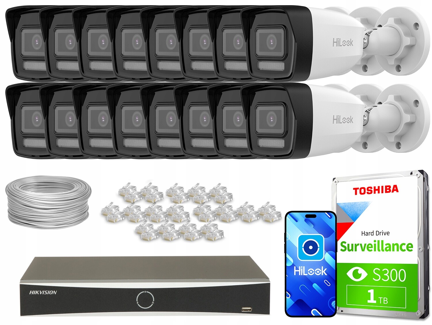 Sada pro monitorování Ip 16x IPCAM-B2-30DL 2mpx DS-7616NXI-K2/16P(D)