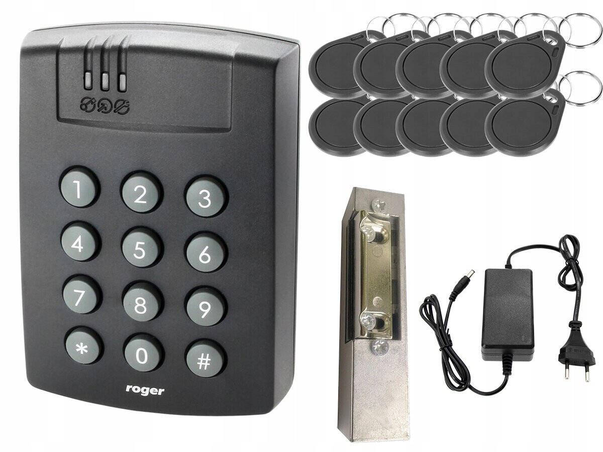 Sada kontroly přístupu Roger Zámek PRT64EM-G Karta x10 Elektrozávěs Napájení