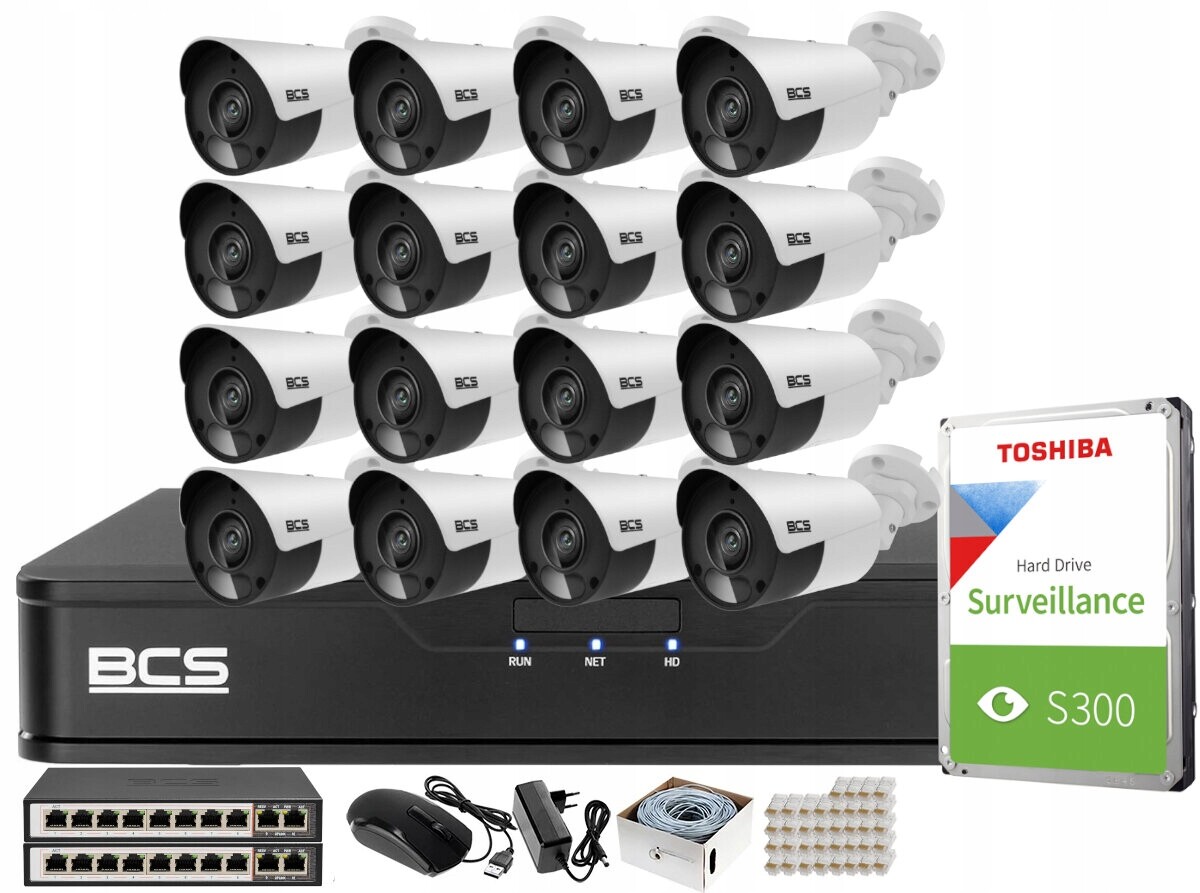Domácí monitorovací sada firmy 16x BCS-P-TIP15FSR5 5Mpx Ir 30 m