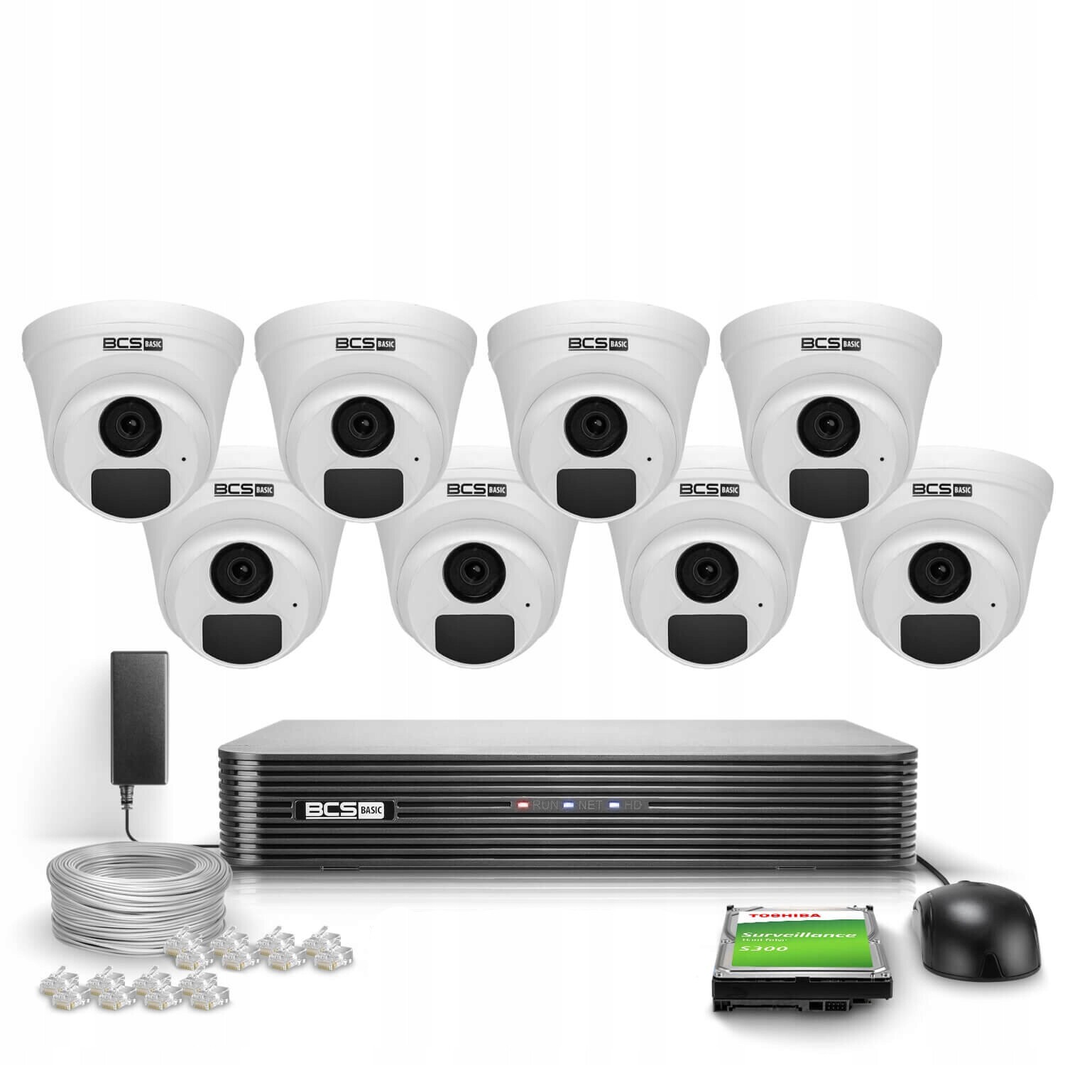 Sada pro monitorování Ip 8x BCS-B-EIP15FR3(2.0) 5Mpx Ir 30m PoE 1TB