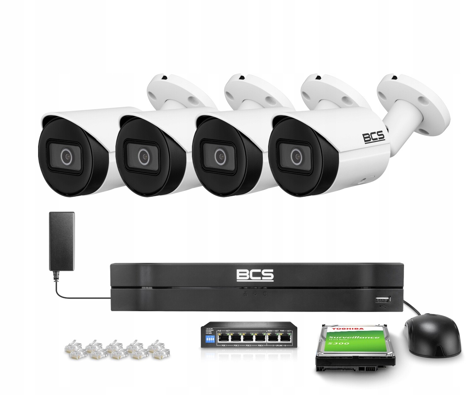 Sada pro monitorování Ip 4x BCS-L-TIP14FSR3-Ai1 4Mpx Ir 30 m Ai 0.0008Lux