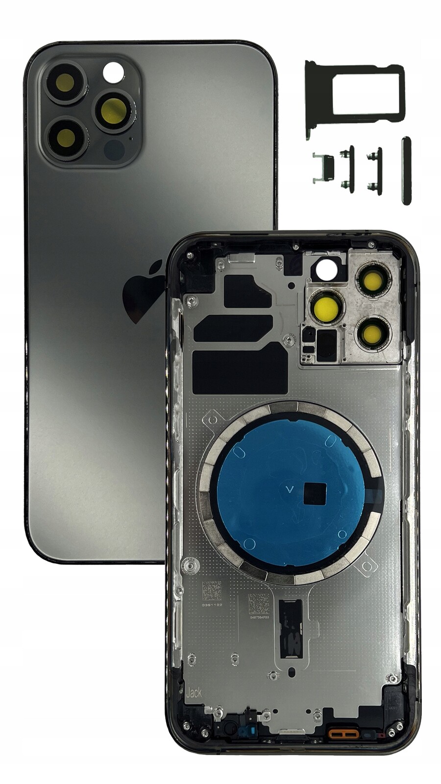 Kompletní Grafitové pouzdro pro Apple iPhone 12 Pro, tělo, rámeček, zadní kryt