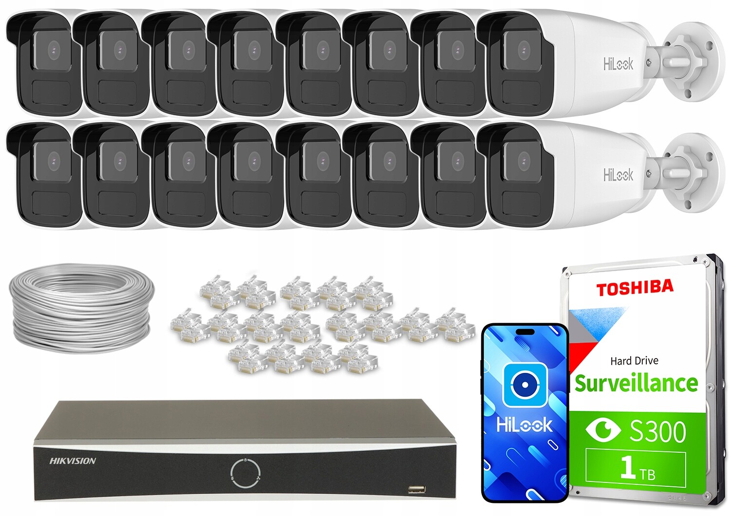 Ip monitorovací sada 16x IPCAM-B4-50IR Ir 50 m 4Mpx DS-7616NXI-K2/16P(D)
