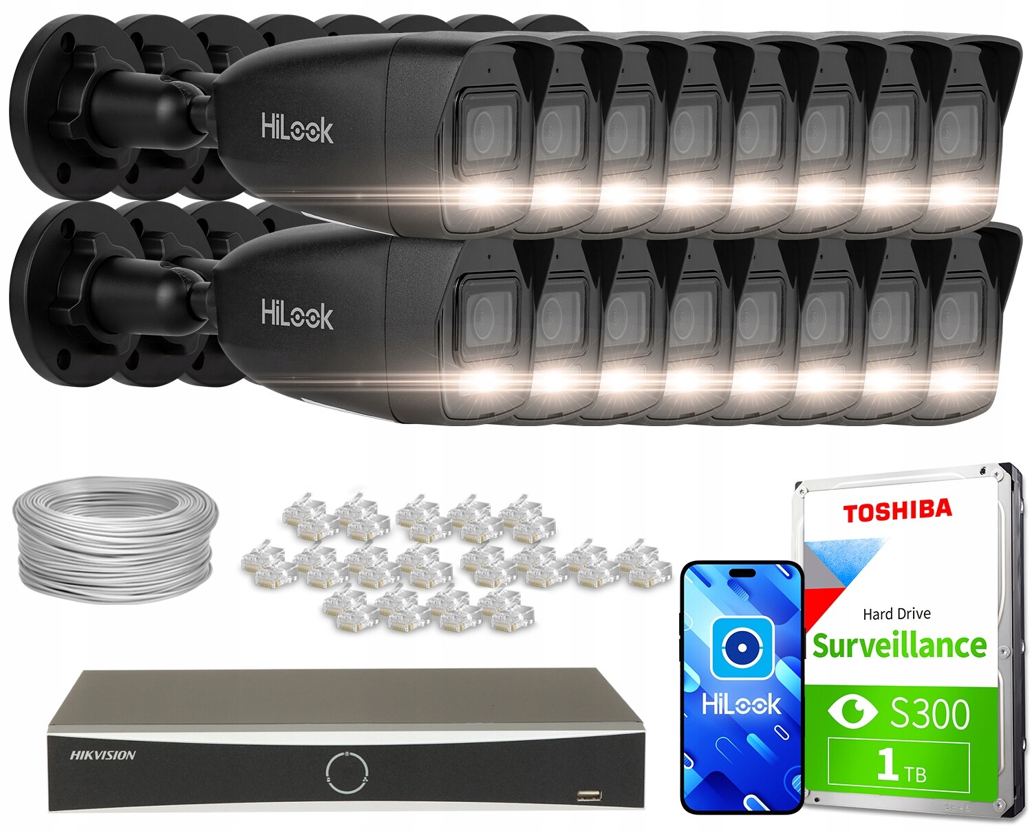 Sada pro monitorování Ip 16x IPCAM-B4-30DL Black 4Mpx DS-7616NXI-K2/16P(D)