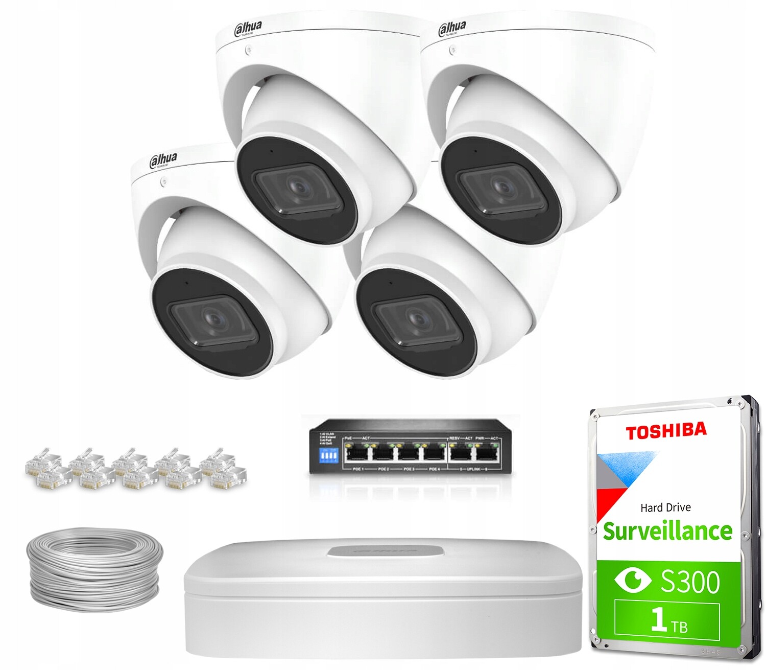 Sada pro monitorování Ip 4x IPC-HDW3541EM-S-0280B-S2 5Mpx Ir 50 m Afsa Ai