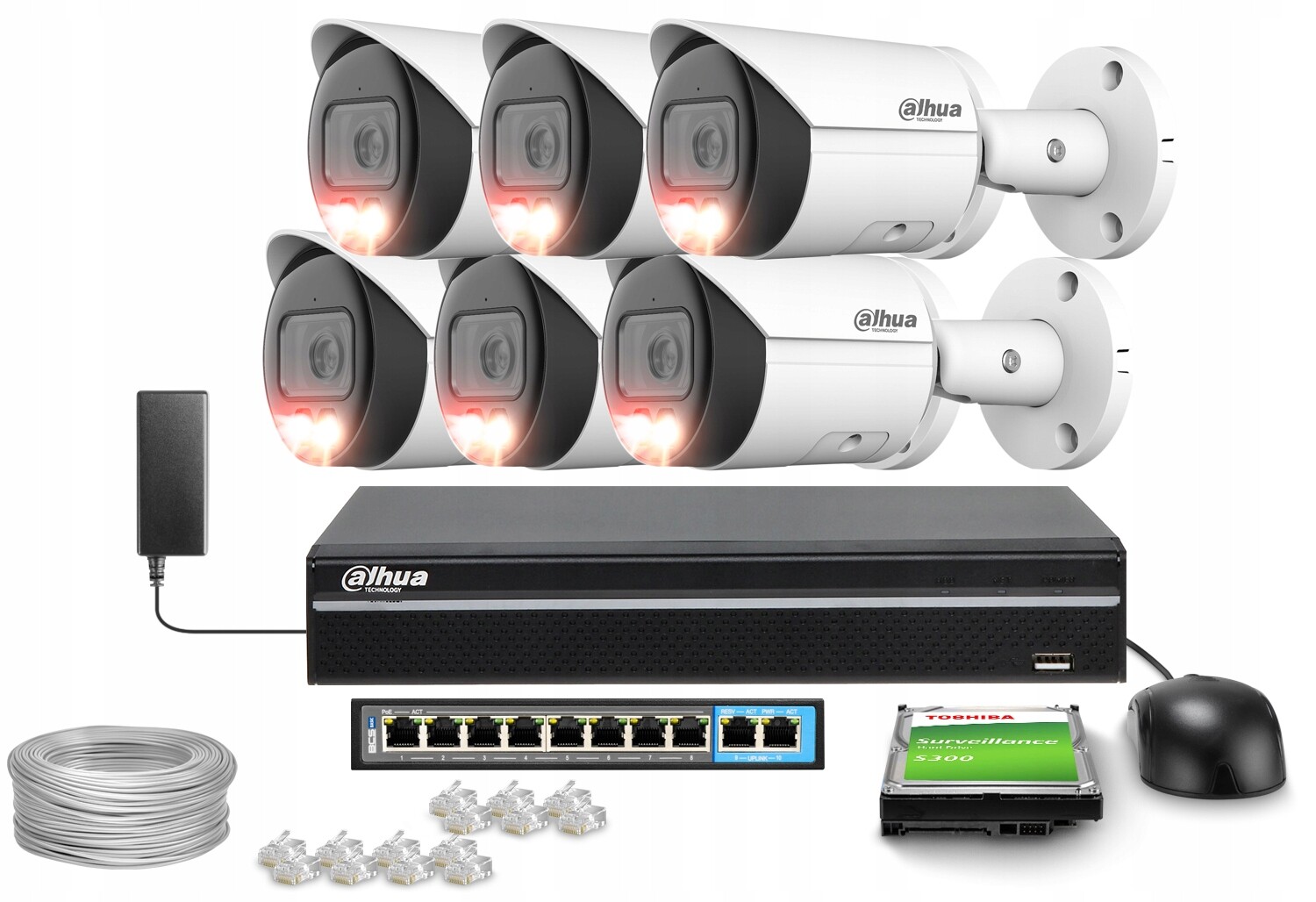 Sada pro monitorování Ip 6x IPC-HFW2849S-S-IL-0280B 8Mpx Ir 30 m Wdr 120 dB