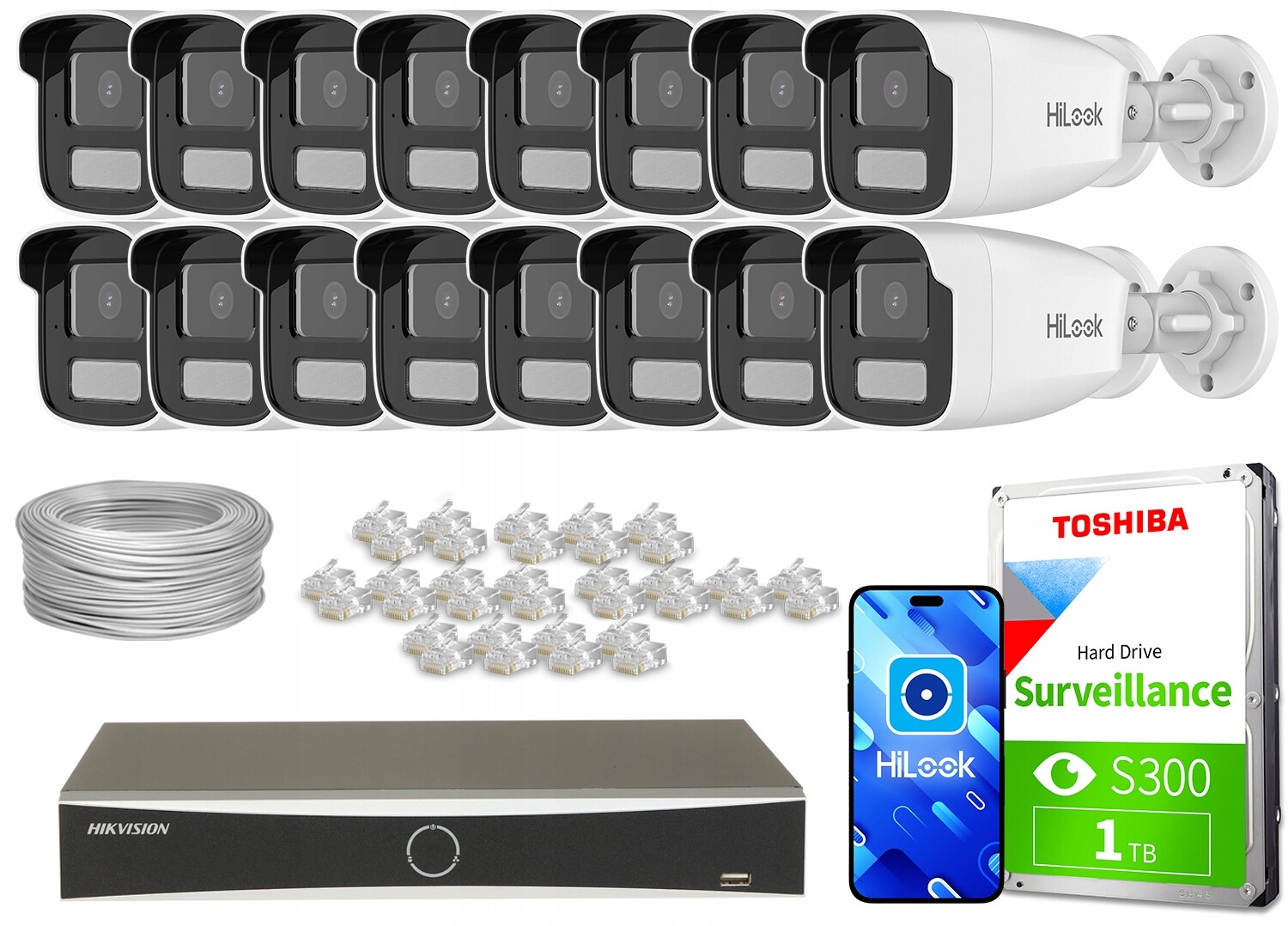 Sada pro monitorování Ip 16x IPCAM-B4-30DL 4Mpx 1x DS-7616NXI-K2/16P(D)