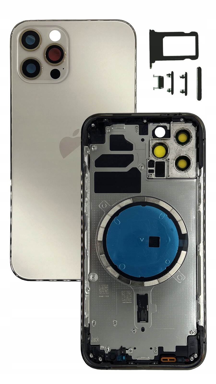 Kompletní pouzdro Zlaté pro Apple iPhone 12 Pro, tělo rámeček, zadní kryt