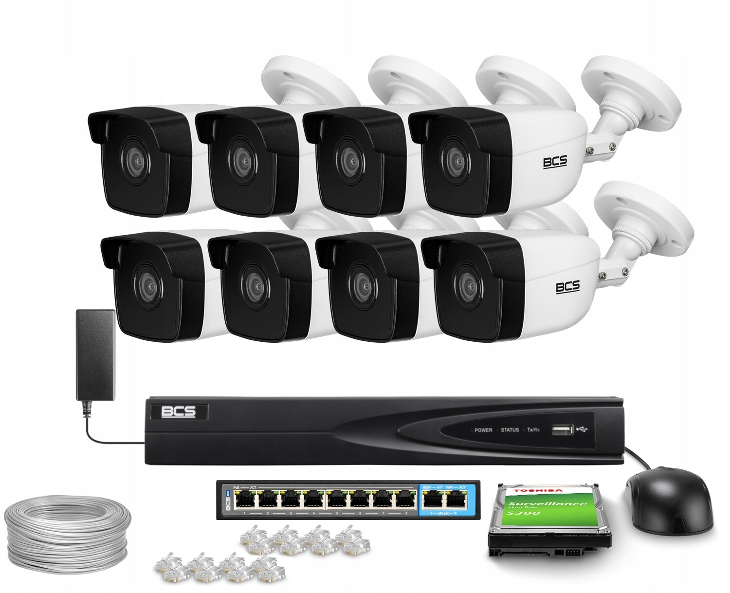 Monitorovací sada 8x kamera BCS-V-TIP14FWR3 4Mpx Ir 30 m Bcs