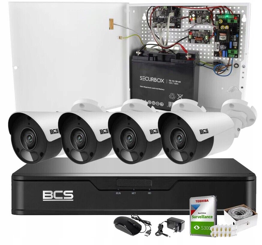 Sada pro monitorování Ip 4x BCS-P-TIP14FSR5 4Mpx nouzové napájení