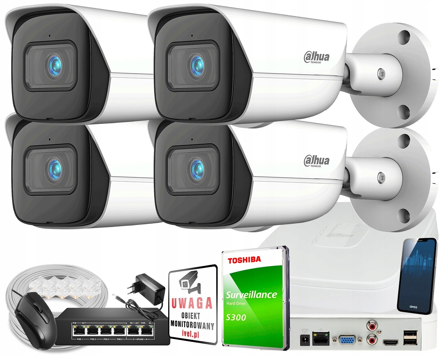 Sada pro monitorování Ip 4x IPC-HFW3841E-AS-0280B-S2 NVR4108-4KS2/L Dahua