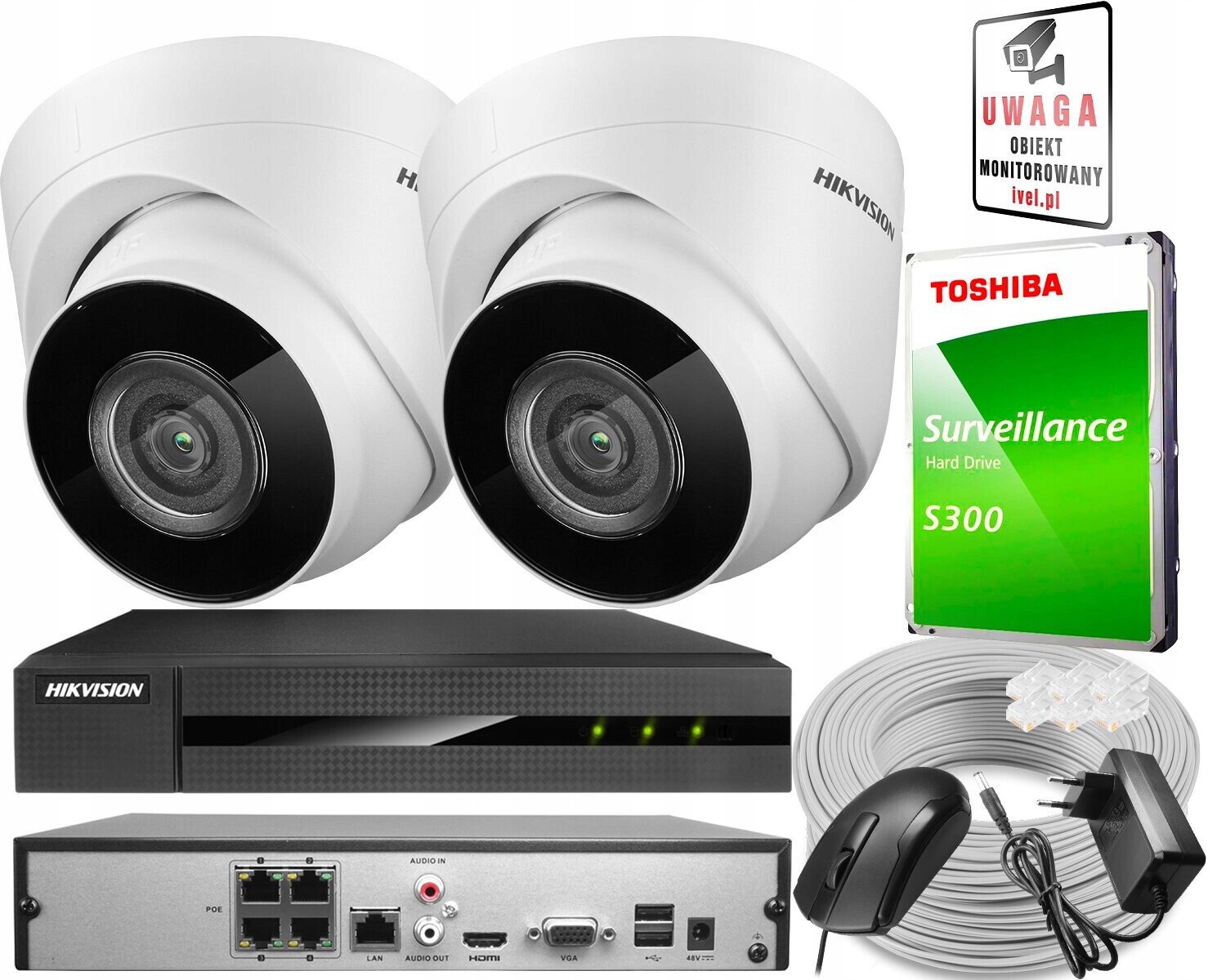 Sada kamer 2x Ip DS-2CD1341G0-I/PL 4 Mpx rekordér NVR-4CH-4MP/4P