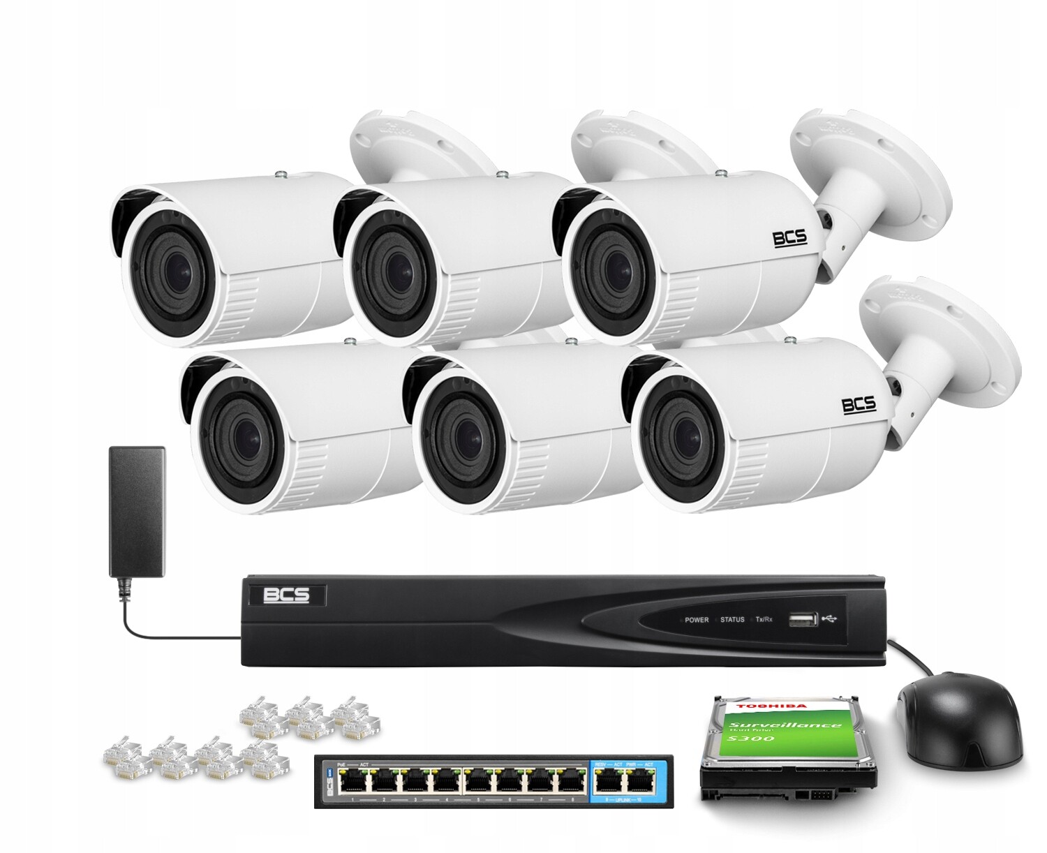 Sada pro monitorování Ip 6x BCS-V-TIP45VSR5 5Mpx 0.005Lux 120dB Ir 50 m Bcs