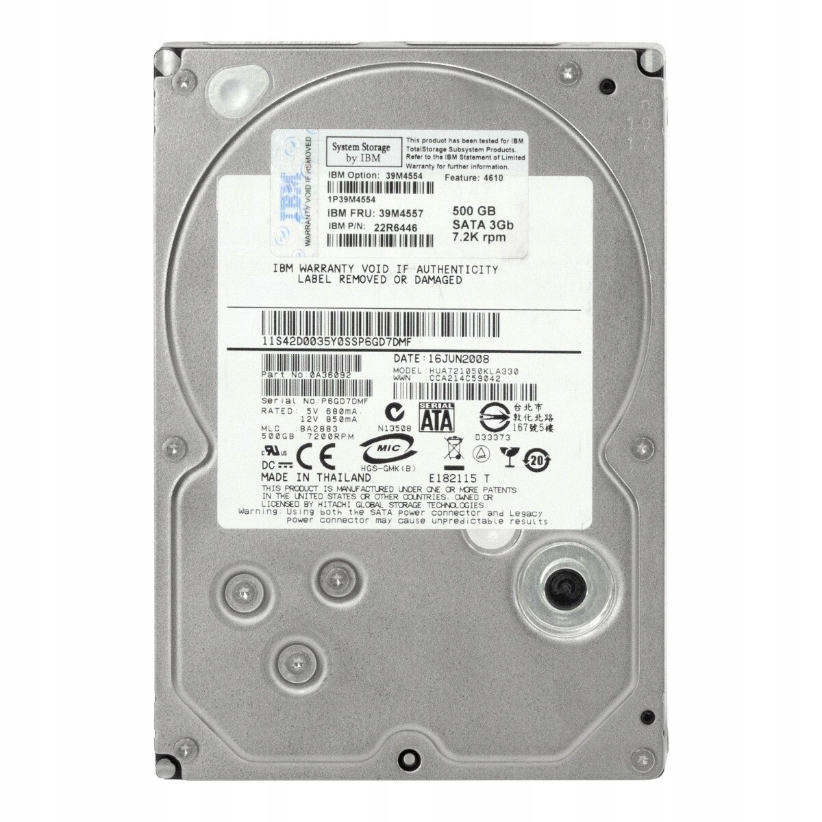 Ibm 39M4557 22R6446 500GB 7.2K 32MB Sata II 3.5'' HUA721050KLA330