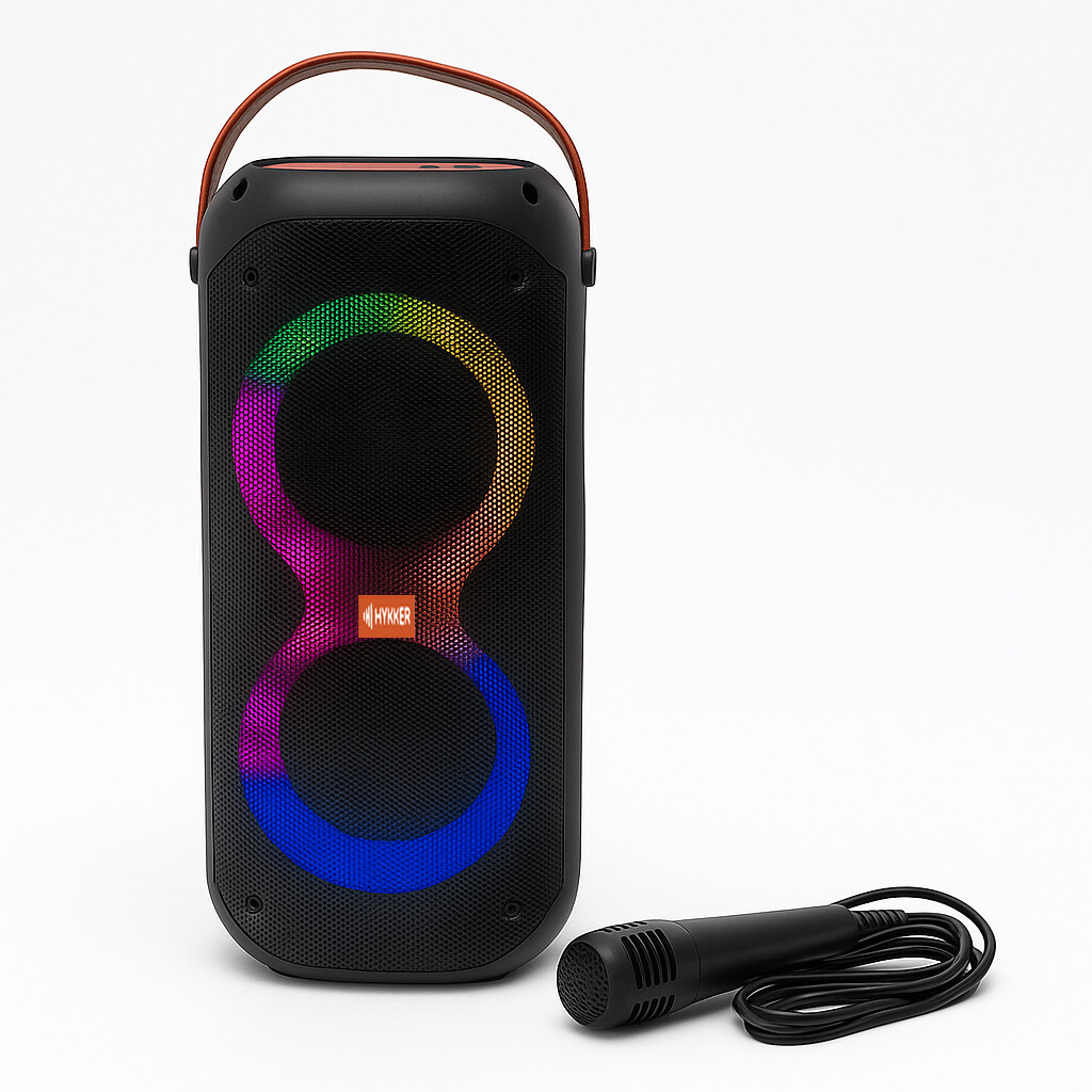 Hykker Velký Bezdrátový Karaoke Reproduktor S Led Mikrofonem Rgb 20W, Výkonný