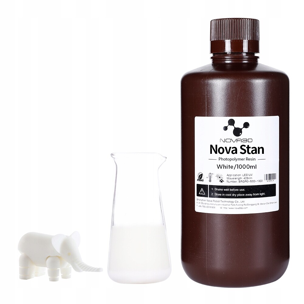 Uv pryskyřice NOVA3D Standard White Bílá 0,5 kg 0,5 l pro 3D tiskárnu