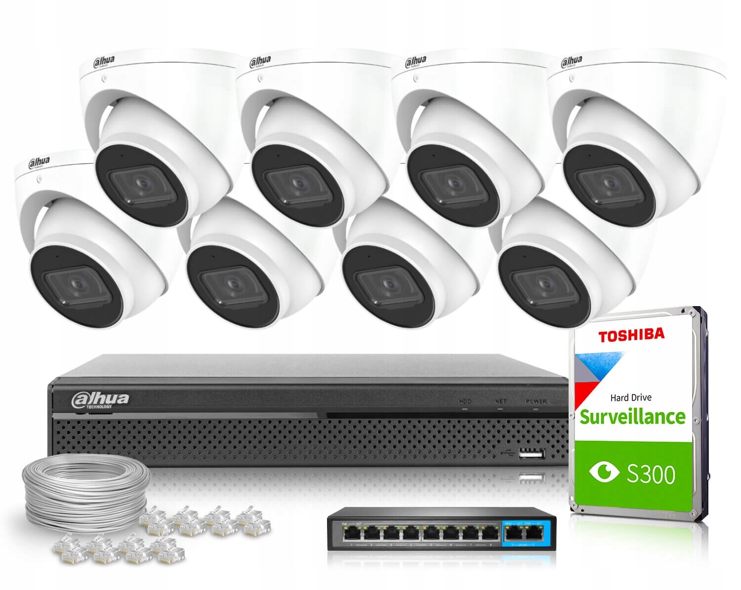 Sada pro monitorování Ip 8x IPC-HDW3541EM-S-0280B-S2 5Mpx Ir 50 m Afsa Ai