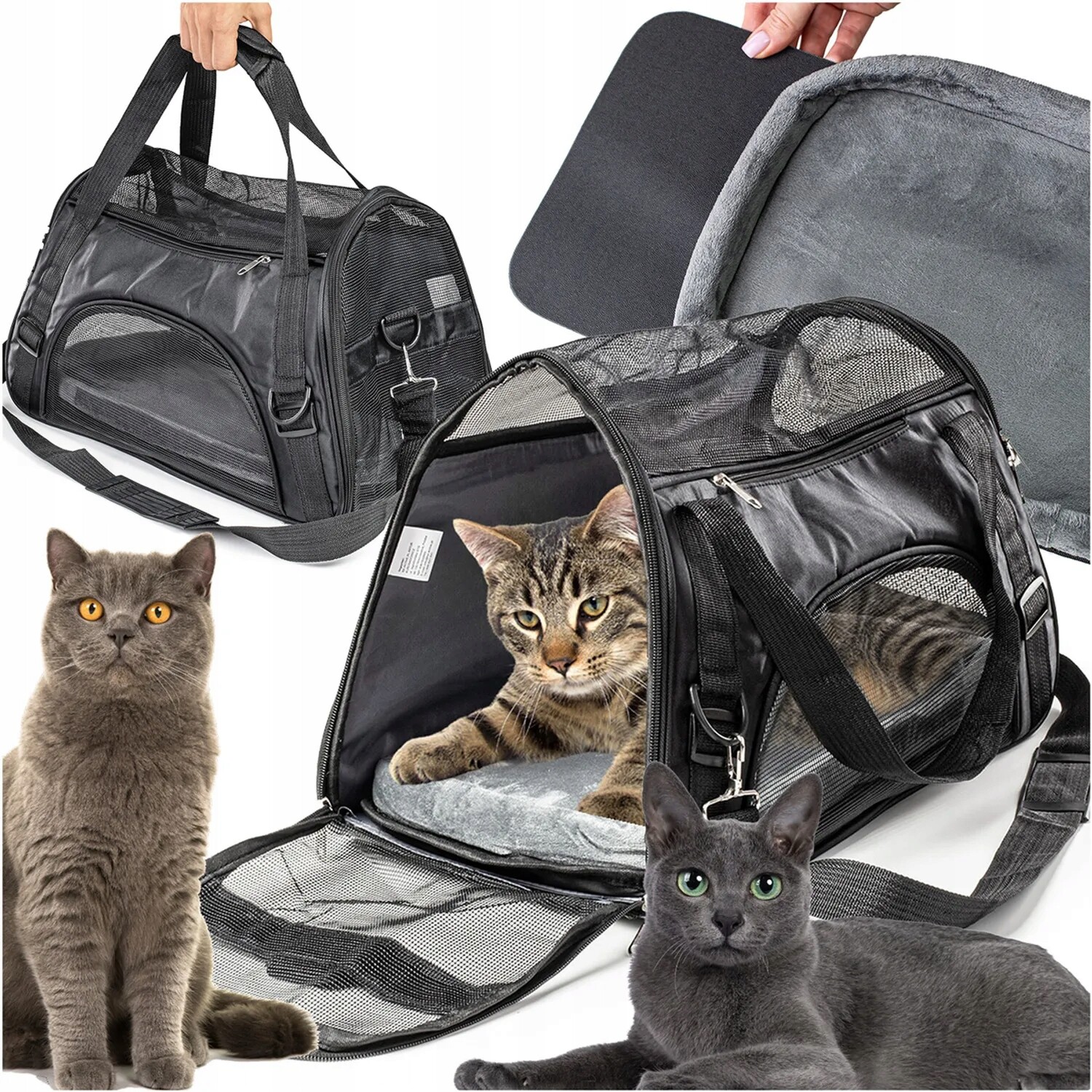 Přepravka pro zvířata s měkkou podložkou, cestovní taška přes rameno