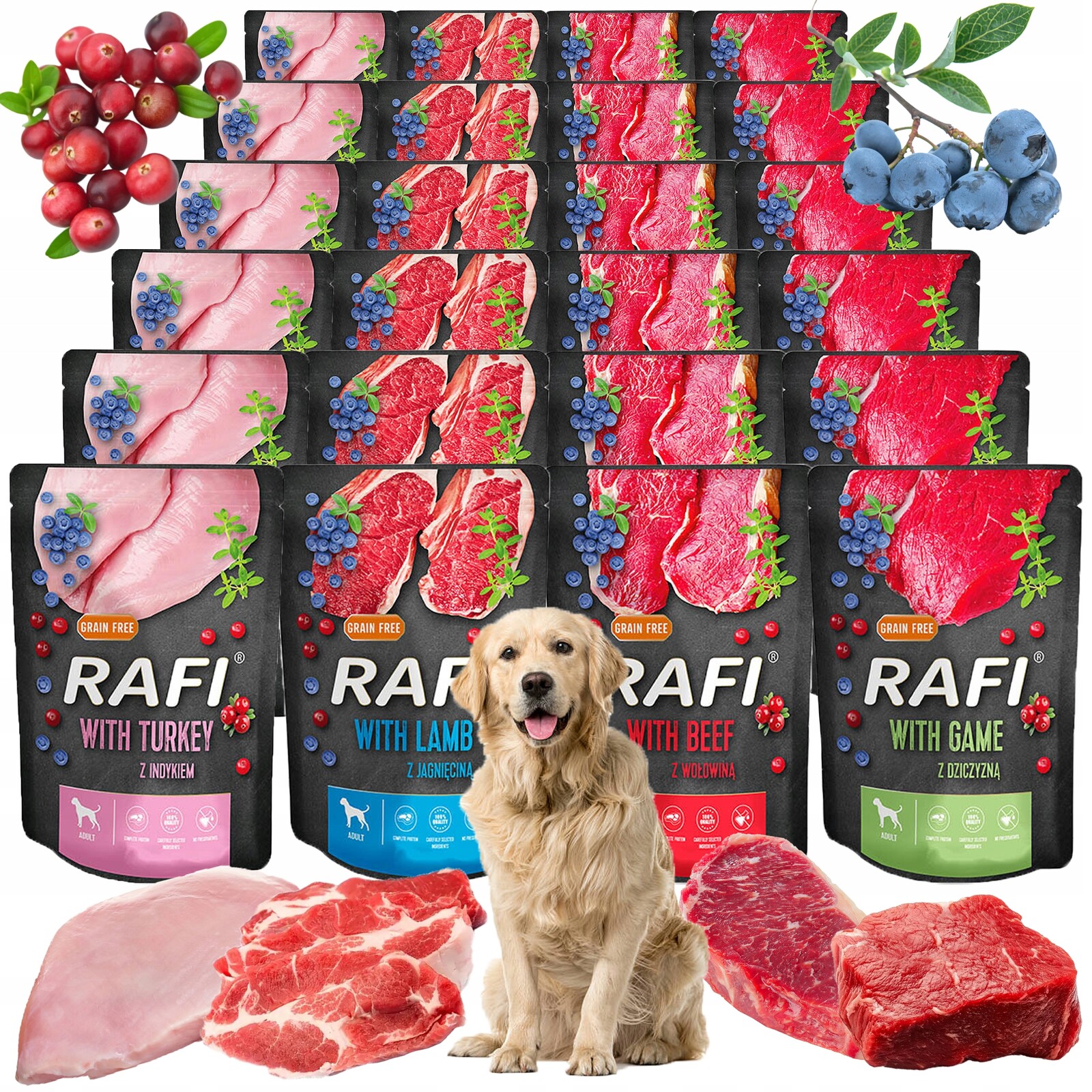 Vlhké Krmivo pro psa Rafi Dolina Noteci Sáček 24 x 300 g Mix Chutí