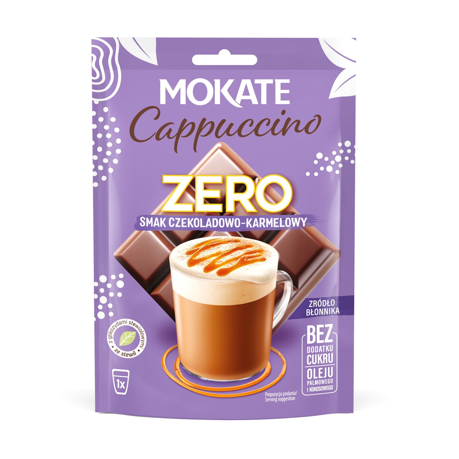 17X Kávový nápoj Káva Cappuccino Mokate Čokoláda a Karamel 20 g Nulového Cukru