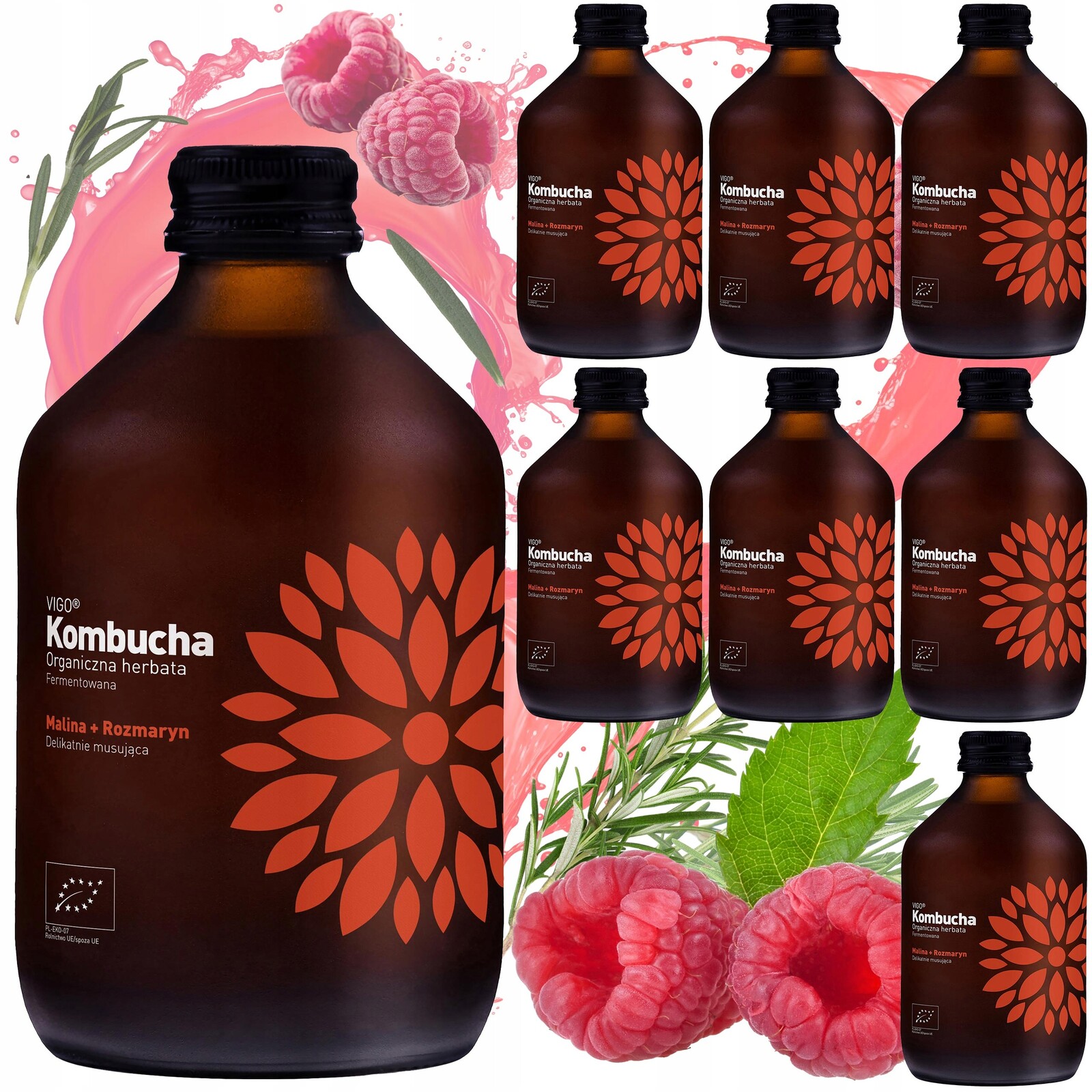 Kombucha Vigo Malina+rozmarýn 8x330ml Bio Intenzivní Chuť A Svěžest