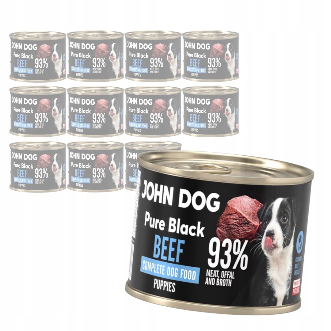 John Dog Pure Black Beef Puppies 24x200g Vlhké Krmivo pro štěňata Hovězí maso