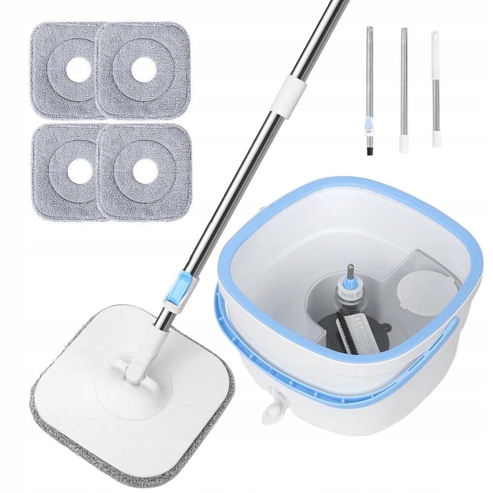 Mop S Dvojitým Kbelíkem 2.5 L A Hlavicí 360° Ocelová Rukojeť 130 CM