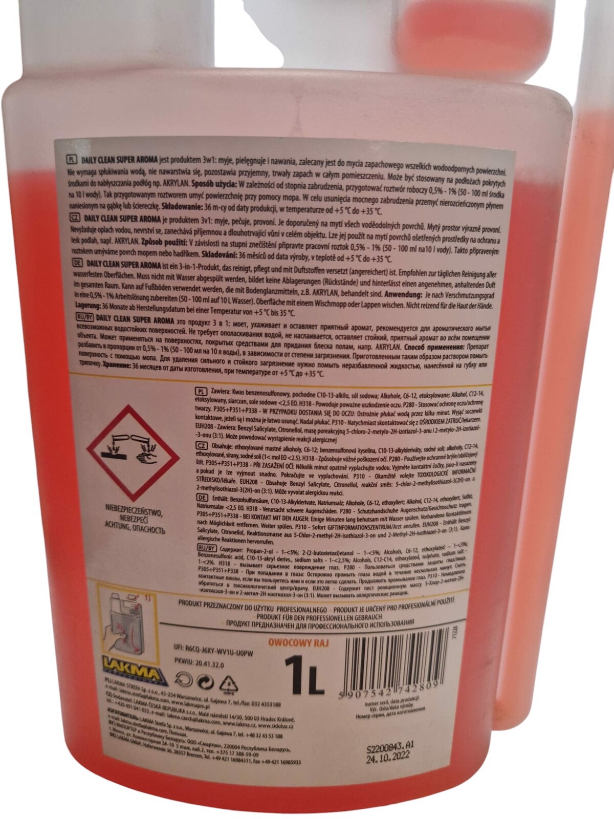 Tekutina Daily Clean 1L Lakma Ovocný ráj 1 Ks