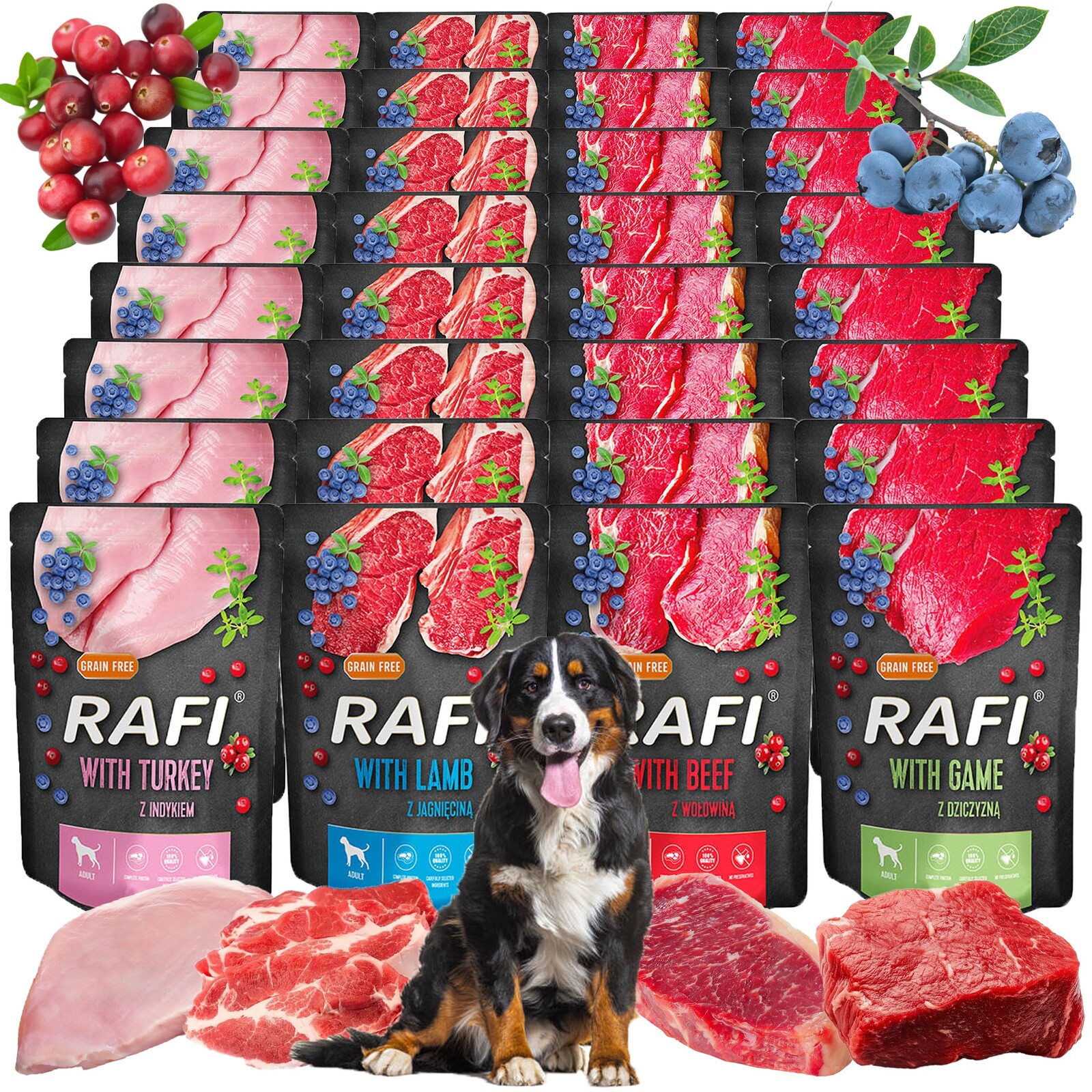 Vlhké Krmivo pro psa Rafi Dolina Noteci Sáček 32 x 300 g Mix Chutí