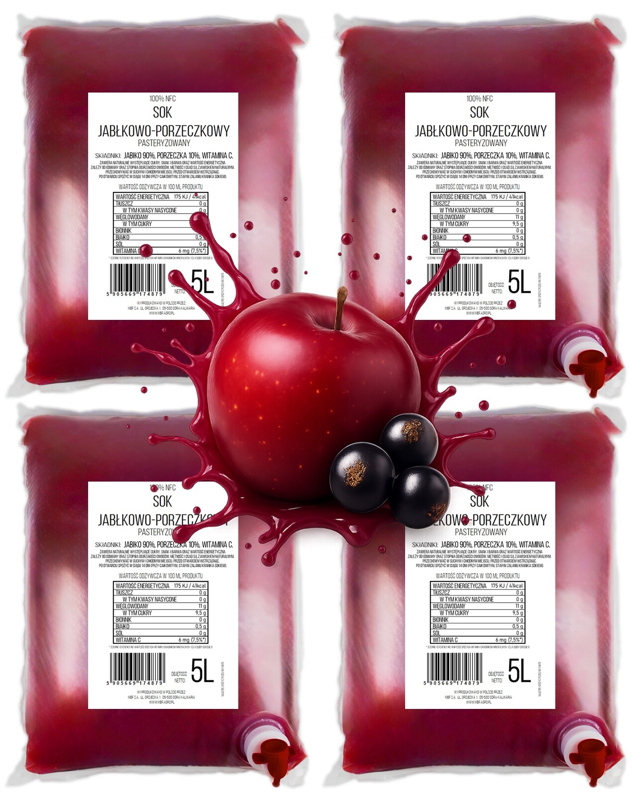 Jablečný rybízový džus 5 l Nfc Pure Press jablko 90% rybíz 10% 4x5 l