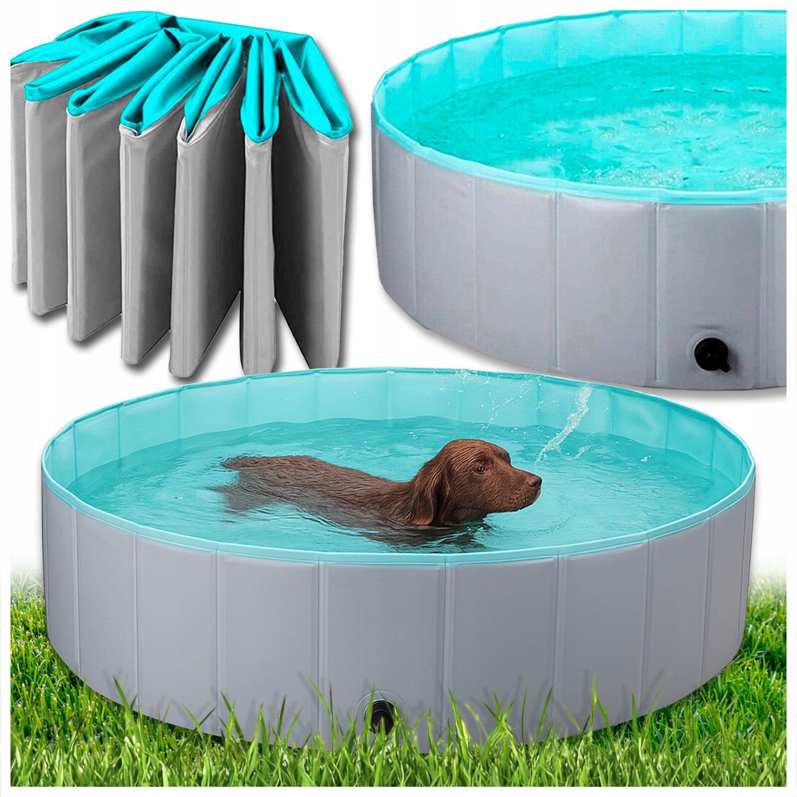 Bazén pro psy a zvířata Velký skládací zahradní bazén pro ochlazení mytí XXL120x30 cm