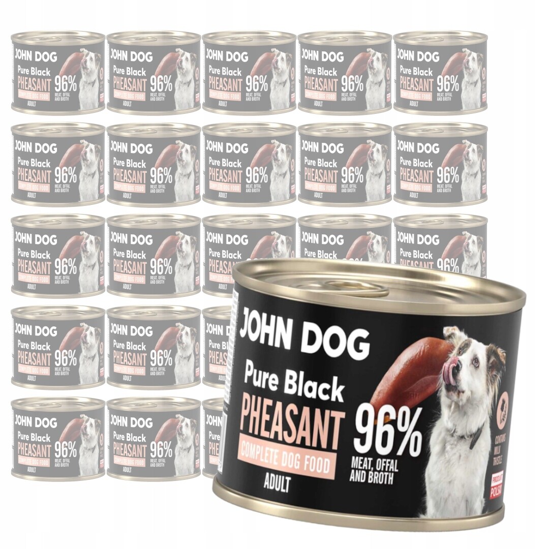 John Dog Pure Black Pheasant Adult 24x200g Vlhké Krmivo pro psy s bažantem