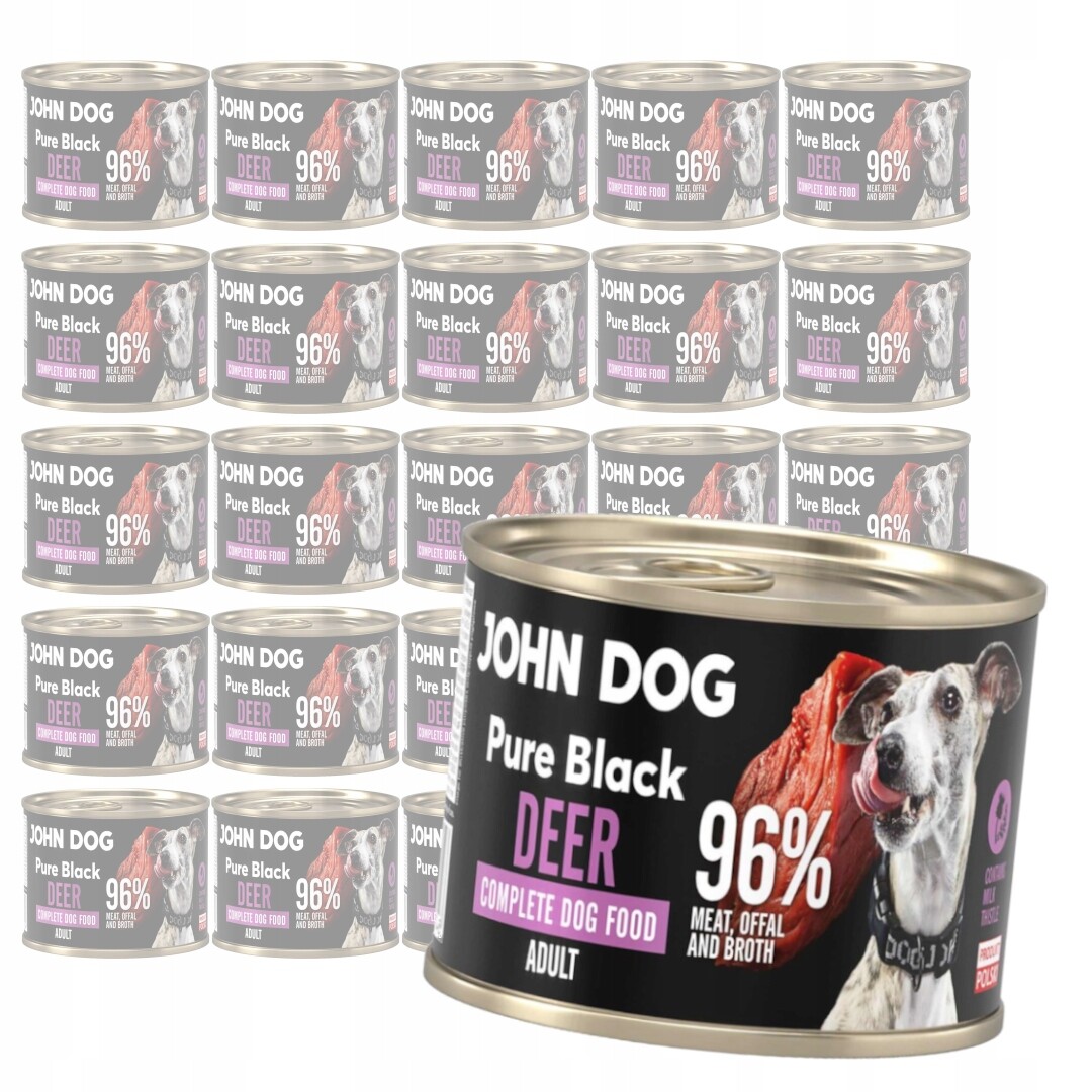 John Dog Pure Black Deer Adult 24x200g Vlhké Krmivo pro psa s jelenem