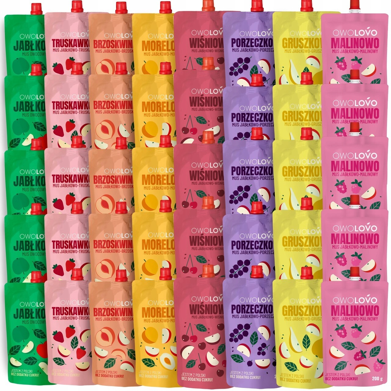 Ovocný dezertový set pro děti MIX 8 příchutí 200g 40 ks Owolovo