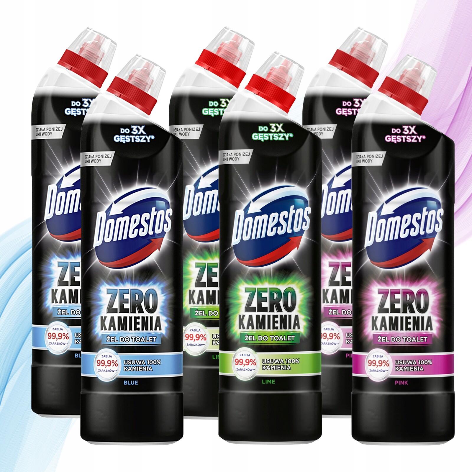 Gel na čištění Wc Domestos Zero Kámen mix Lime Pink Ocean 6x 750 m