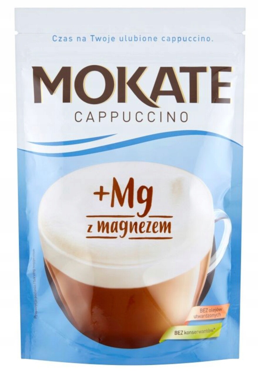 9X Mokate Káva Cappuccino s hořčíkem, krátká doba použitelnosti 110 g