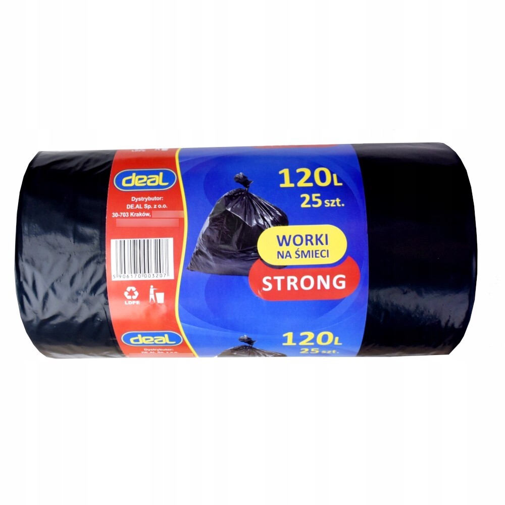 Sáčky na odpadky 120L černé strong LD 25 Ks