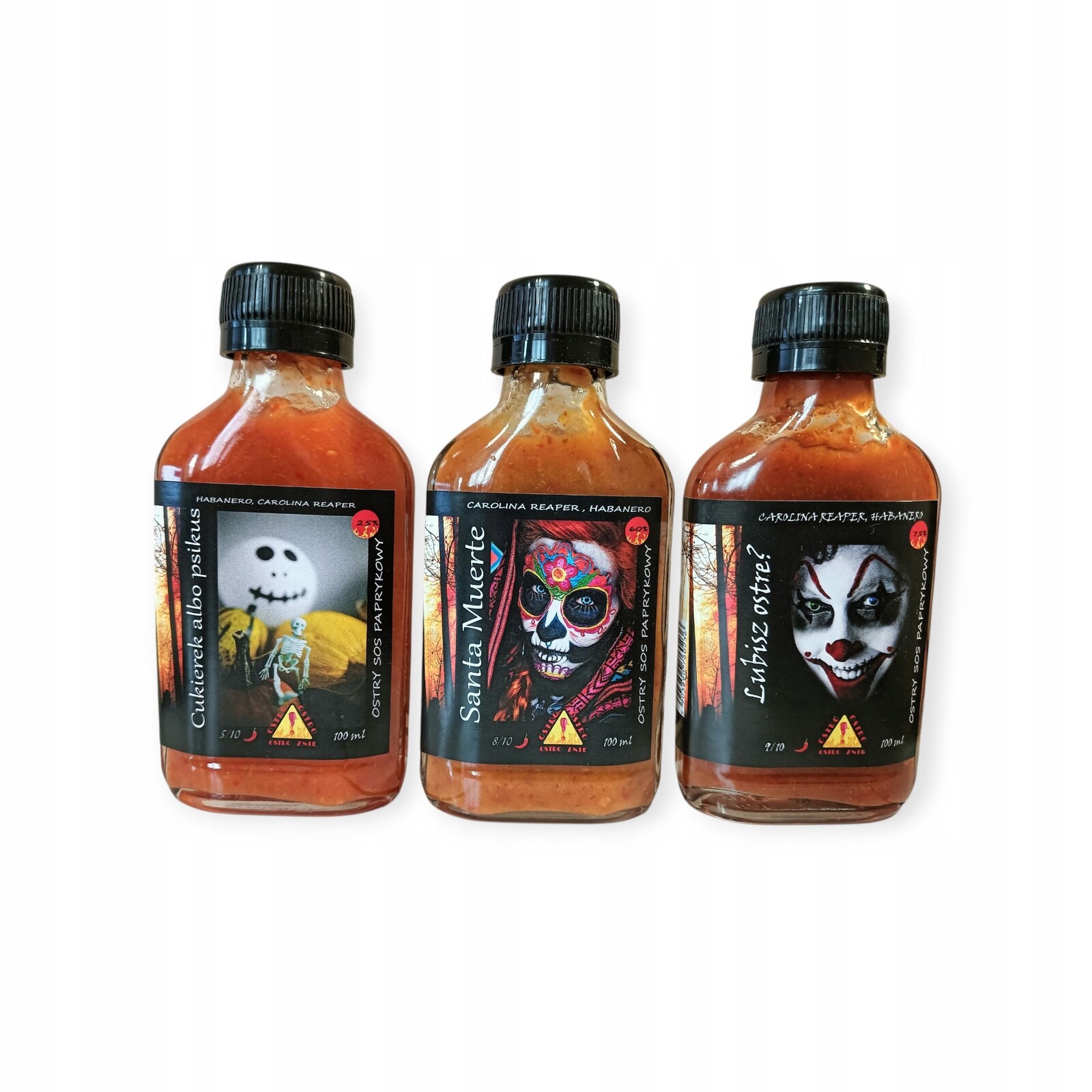 Opatrně Ostro Sada 3 omáček 3x100 ml, Carolina Reaper, Habanero