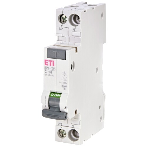 Proudový chránič s jističem ETI KZS-1MS 1P+N A B16/0.03 002176205
