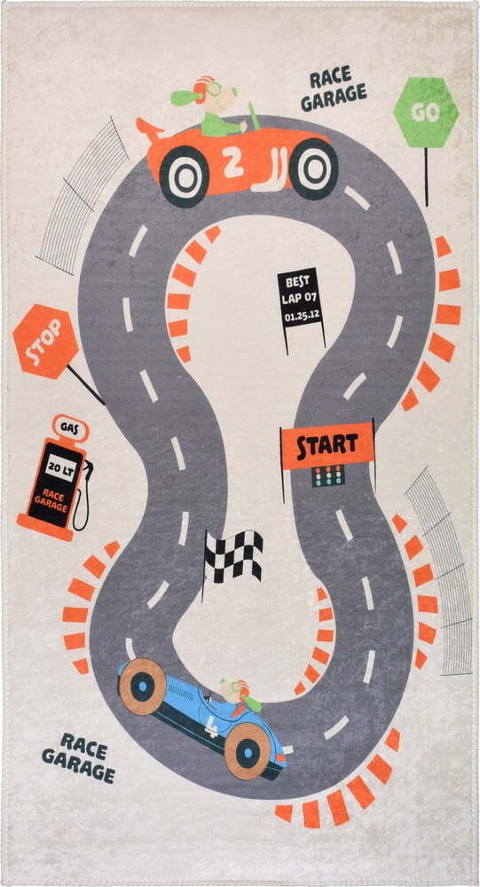 Krémový pratelný dětský hrací koberec 100x160 cm Race Garage – Vitaus