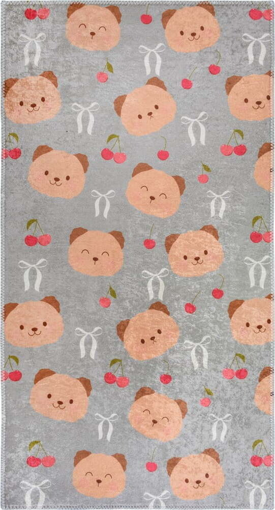 Šedý/hnědý pratelný dětský koberec 60x100 cm Cute Teddies – Vitaus