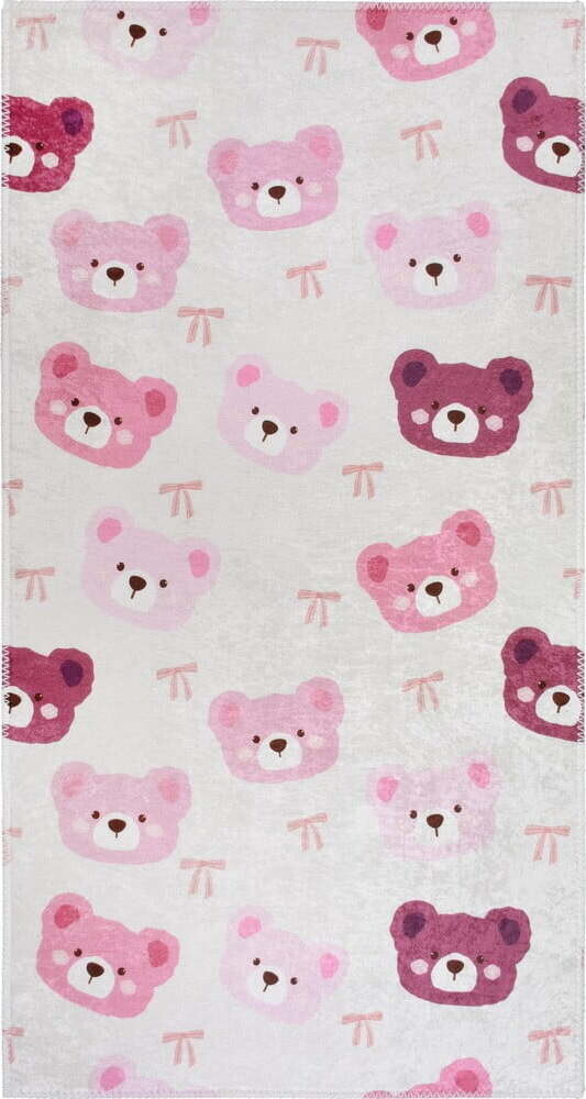 Růžový/slonovinový pratelný dětský koberec 160x230 cm Cute Teddies Pink – Vitaus