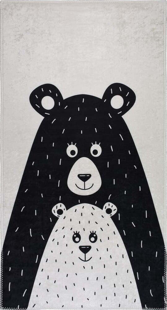 Černobílý pratelný dětský koberec 160x230 cm Bear Family – Vitaus