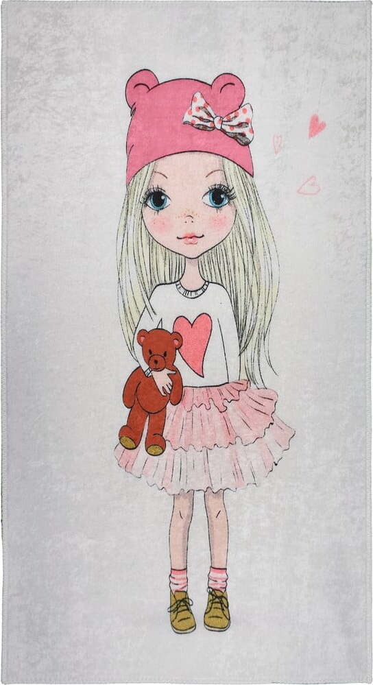 Pratelný dětský koberec 100x160 cm Cute Girl and the Bear – Vitaus