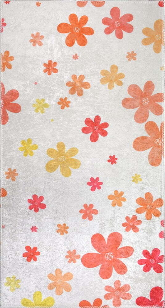 Oranžový/slonovinový pratelný dětský koberec 80x150 cm Fall Flowers – Vitaus