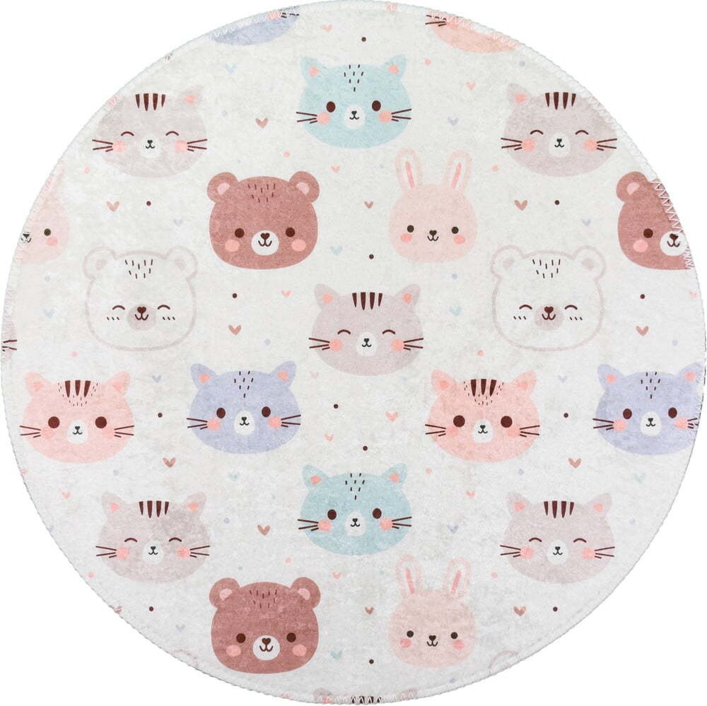 Slonovinový pratelný dětský koberec ø100 cm Cute Animals – Vitaus