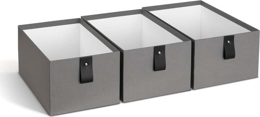 Šedé kartonové úložné boxy v sadě 3 ks 20,5x29,5x14,5 cm Aston Paper Laminate – Bigso