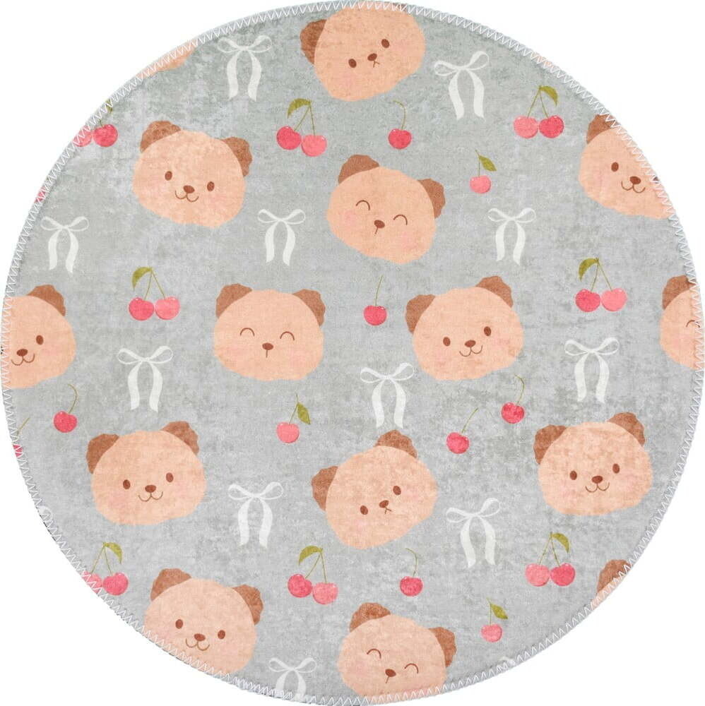 Šedý/hnědý pratelný dětský koberec ø100 cm Cute Teddies – Vitaus