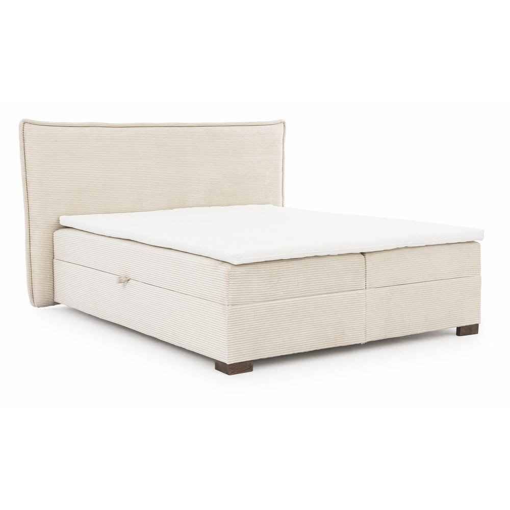 Béžová boxspring postel s úložným prostorem 160x200 cm Lysa – Ropez